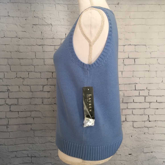 Ralph Lauren Logo Sleeveless Sweater Petite Medium - Picture 4 of 7